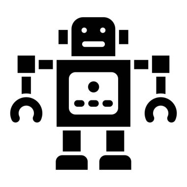 Oyuncak Robot Vektör Glyph Simgesi Kişisel ve Ticari Kullanım İçin