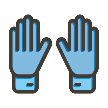 Kaleci Eldiven Kalın Çizgisi Kişisel ve Ticari Kullanım İçin Renklerle Dolu