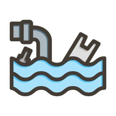 Su Kirliliği Kalın Çizgisi Kişisel ve Ticari Kullanım İçin Renklerle Dolu