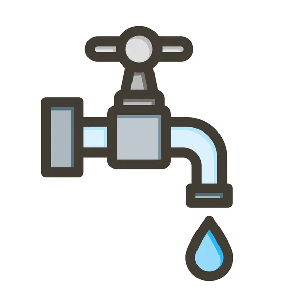 Garis Tebal Faucet Warna Yang Diisi Untuk Penggunaan Pribadi Dan - Stok Vektor