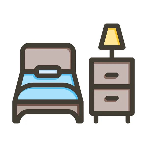 Yatak Odası Kalın Çizgisi Kişisel Ticari Kullanım Renkleri — Stok Vektör