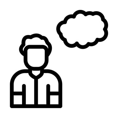 Kişisel ve ticari kullanım için Vektör Kalın Çizgi Simgesi Düşünme