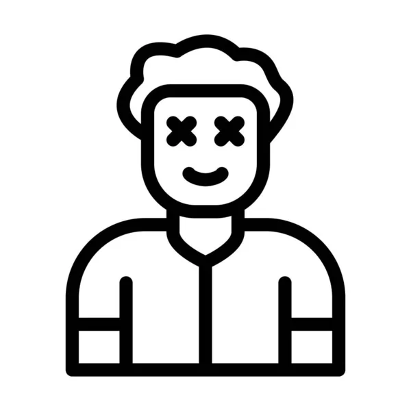 Man Avatar Vector Thick Line Icon Untuk Penggunaan Pribadi Dan - Stok Vektor