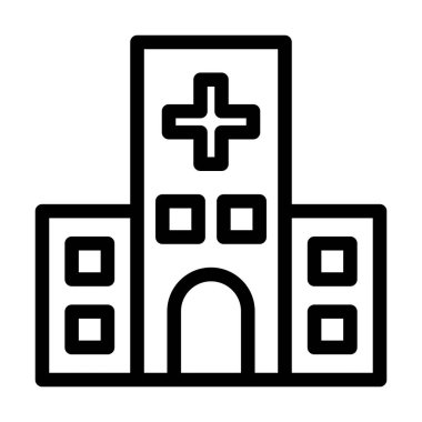 Hastane Vector Kalın Hat Kişisel ve Ticari Kullanım Simgesi