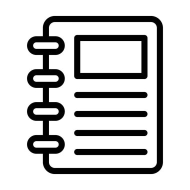 Kişisel ve Ticari Kullanım İçin Not Defteri Vektörü Kalın Çizgi Simgesi