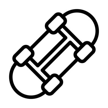 Kaykay Vektörü Kalın Çizgi Simgesi Kişisel ve Ticari Kullanım İçin