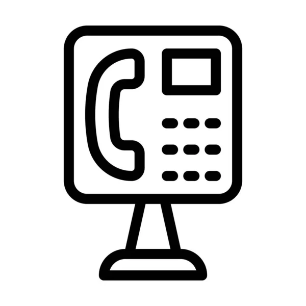 Public Phone Vector Thick Line Icon Personal Commercial Use — Stock Vector