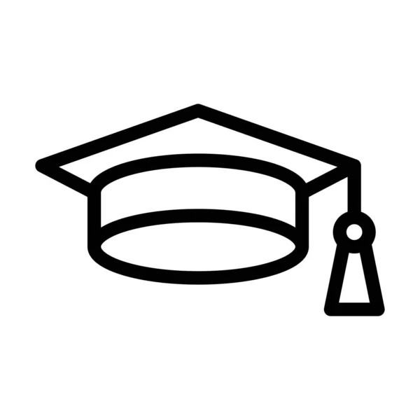 Graduation Hat Vector Thick Line Icon Für Den Persönlichen Und — Stockvektor