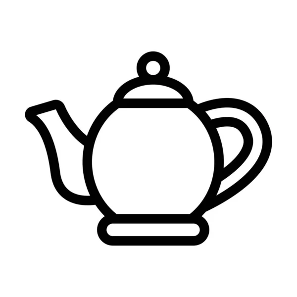 个人及商业用途茶壶向量厚重线图标 — 图库矢量图片