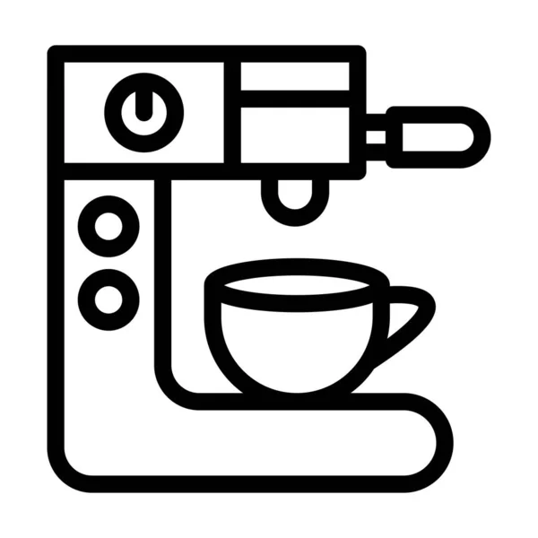 個人用および商業用のコーヒーマシンベクトル太線アイコン — ストックベクタ