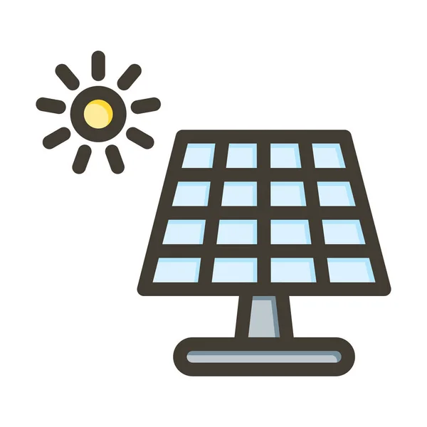 Solar Panel Vastag Vonal Töltött Színek Személyes Kereskedelmi Használatra — Stock Vector
