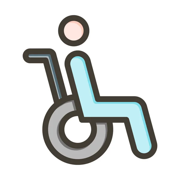 Osoba Niepełnosprawna Gruba Linia Wypełniona Kolorami Użytku Osobistego Handlowego — Wektor stockowy