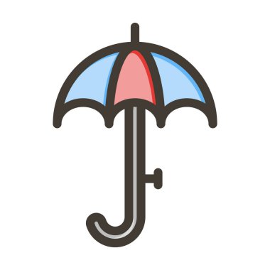 Şemsiye Kalın Çizgisi Kişisel ve Ticari Kullanım İçin Renklerle Dolu