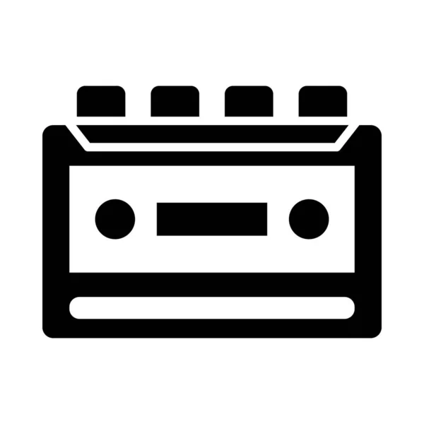 Cassette Recorder Vector Glyph Icon Para Uso Personal Comercial — Vector de stock