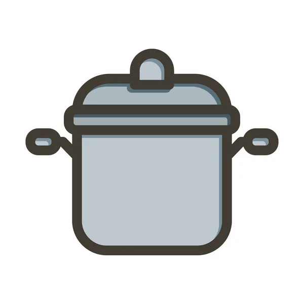 Кулинарный Горшок Толстая Линия Заполненные Цвета Личного Коммерческого Использования — стоковый вектор