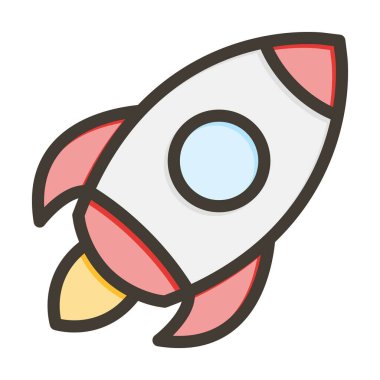 Roket Kalın Çizgisi Kişisel ve Ticari Kullanım İçin Renklerle Dolu