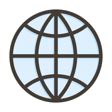 Coğrafi Küre Kalın Çizgisi Kişisel ve Ticari Kullanım İçin Renklerle Dolu