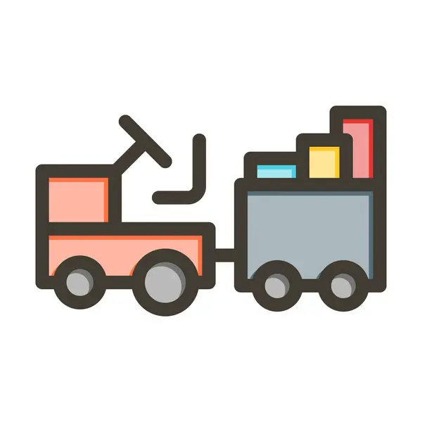 Baggage Truck Thick Line Filled Colors Personal Commercial Use — Stock Vector