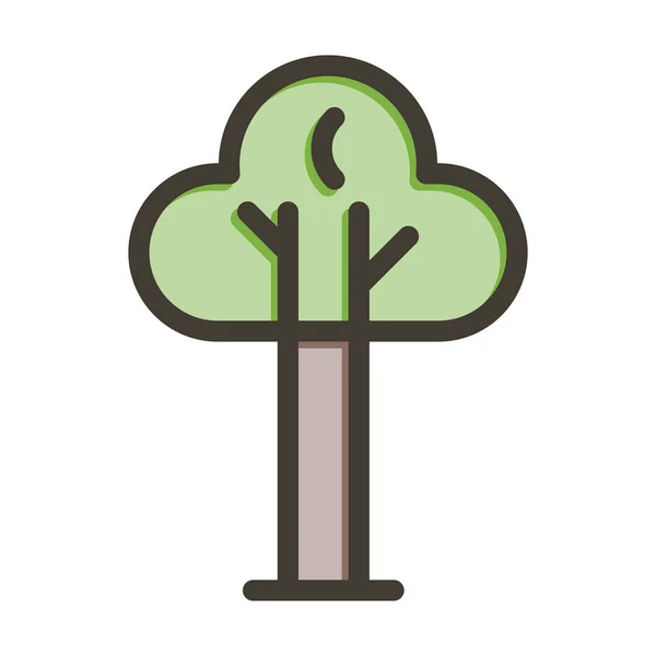 Толстая Линия Дерева Заполненные Цвета Личного Коммерческого Использования — стоковый вектор