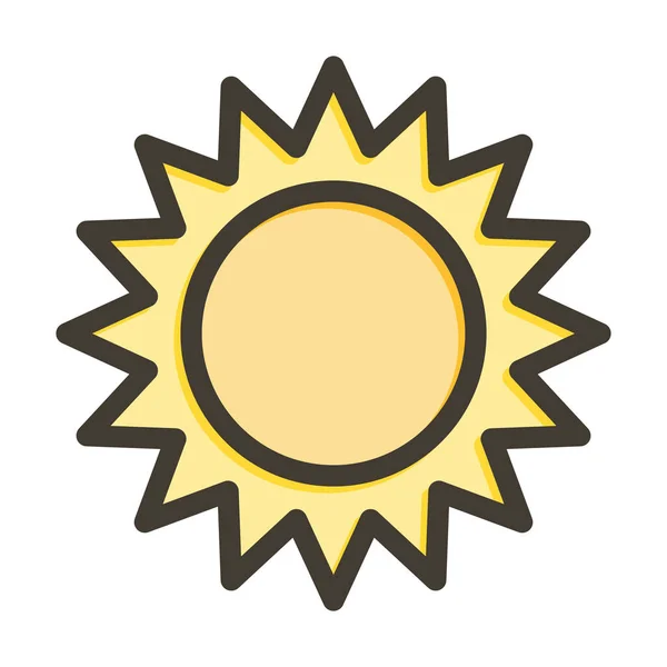 Заполненные Цвета Sun Thick Line Личного Коммерческого Использования — стоковый вектор