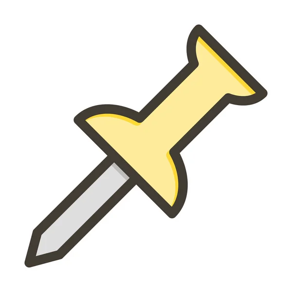 Толстая Линия Push Pin Заполненные Цвета Личного Коммерческого Использования — стоковый вектор