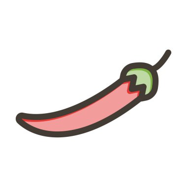 Chili Biber Kalın Çizgisi Kişisel ve Ticari Kullanım İçin Renkler Dolduruldu