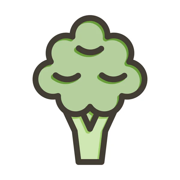 Broccoli Thick Line Заповнені Кольори Особистого Комерційного Використання — стоковий вектор