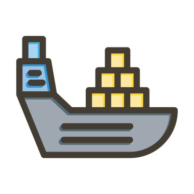 Kargo Gemisi Kalın Çizgisi Kişisel ve Ticari Kullanım İçin Renklerle Dolu