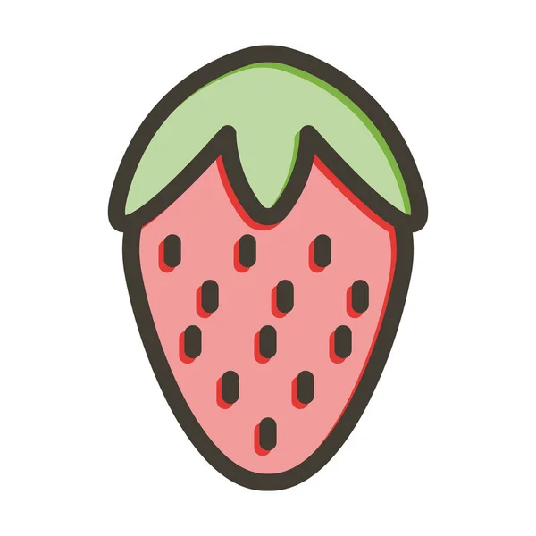 Erdbeeren Dicke Linie Gefüllte Farben Für Den Persönlichen Und Gewerblichen — Stockvektor