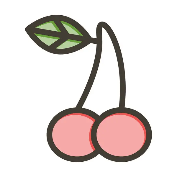 Bing Cherry Толстая Линия Заполненные Цвета Личного Коммерческого Использования — стоковый вектор