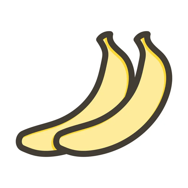 Bananen Dikke Lijn Gevulde Kleuren Voor Persoonlijk Commercieel Gebruik — Stockvector