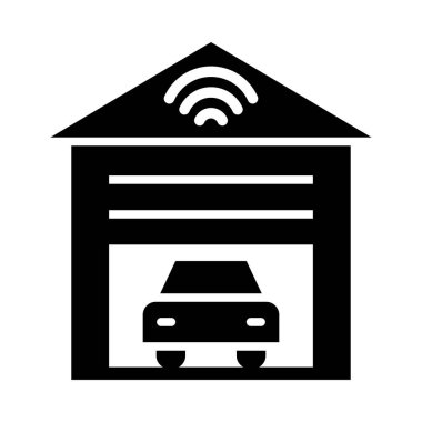 Kişisel ve ticari kullanım için akıllı garaj vektörü kabartma simgesi