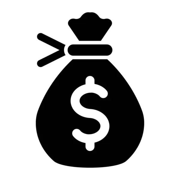 Money Bag Vector Glyph Ikona Pro Osobní Komerční Použití — Stockový vektor