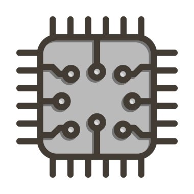 İşlemci Kalın Çizgisi Kişisel ve Ticari Kullanım İçin Renklerle Dolu