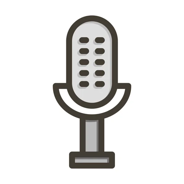 Толстая Линия Микрофона Заполненные Цвета Личного Коммерческого Использования — стоковый вектор