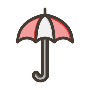 Şemsiye Kalın Çizgisi Kişisel ve Ticari Kullanım İçin Renklerle Dolu