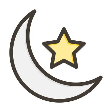 Hilal Ay Kalın Çizgisi Kişisel ve Ticari Kullanım İçin Renklerle Dolu