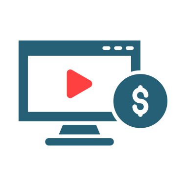 Paid Content Vector Glyph Two Color Icon For Personal And Commercial Use