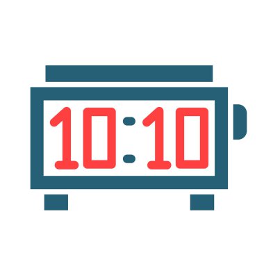Digital Clock Glyph Two Color Icon For Personal And Commercial Use
