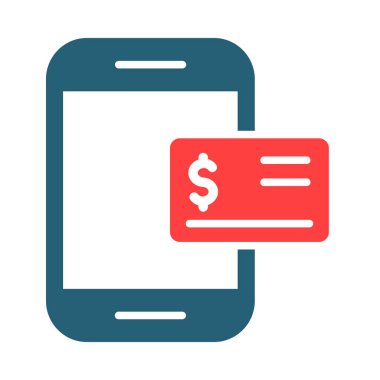 Kişisel ve ticari kullanım için Mobil Bankacılık Kabartması İki Renk Simgesi