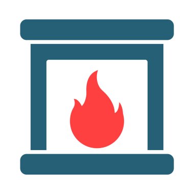 Kişisel ve ticari kullanım için şömine sembolü iki renk simgesi