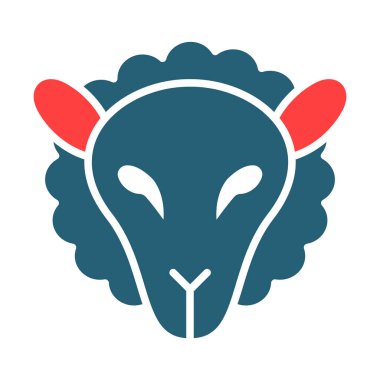 Kişisel ve Ticari Kullanım İçin Koyun Kabartması İki Renk Simgesi