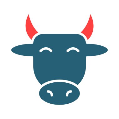 Kişisel ve ticari kullanım için İnek Kabartması İki Renk Simgesi