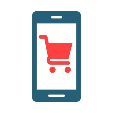 Kişisel ve ticari kullanım için Çevrimiçi Alışveriş Kabartması İki Renk Simgesi