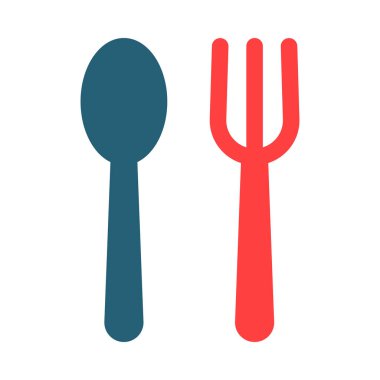 Kişisel ve ticari kullanım için çatal bıçak sembolü iki renk simgesi