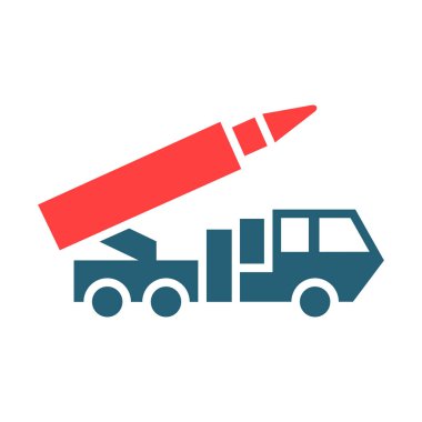 Kişisel ve ticari kullanım için Füze Kamyonu Sembolü İki Renk Simgesi