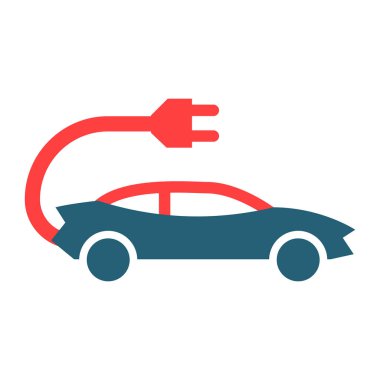 Kişisel ve ticari kullanım için elektrikli araba sembolü iki renk simgesi