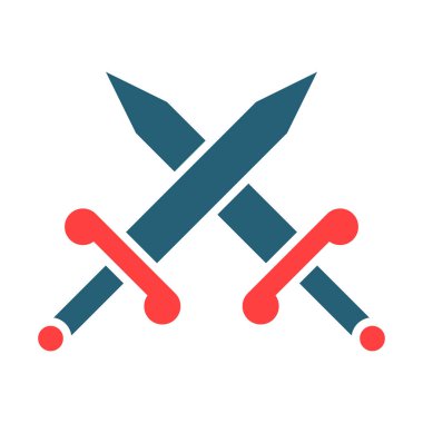 Kişisel ve Ticari Kullanım İçin İki Kılıç Sembolü İki Renk Simgesi