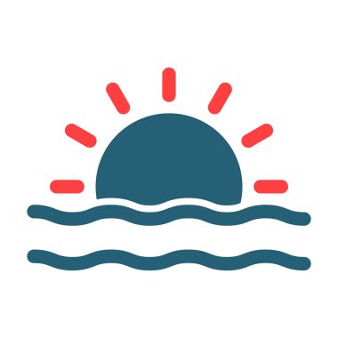 Kişisel ve ticari kullanım için Sunset Glyph İki Renk Simgesi