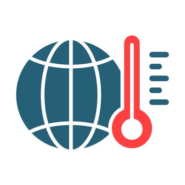 Kişisel ve Ticari Kullanım İçin İklim Değişikliği Kabartması İki Renk Simgesi